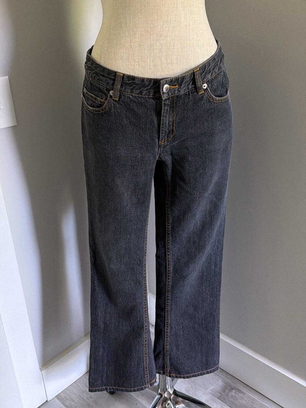 Michael Kors Women's Black Denim Straight Leg 5-Pocket Button/Zip Jeans Sz 6